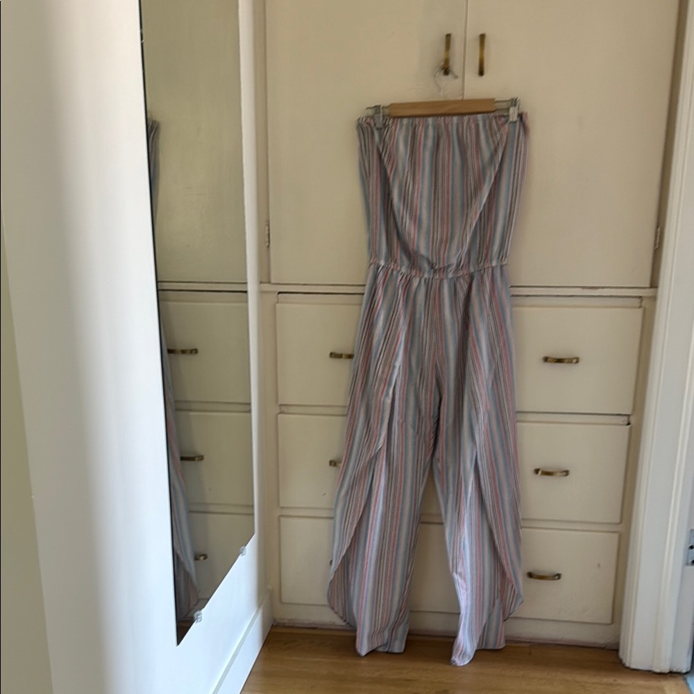 DREW Blue and Pink Jumpsuit with Wide-Leg Design